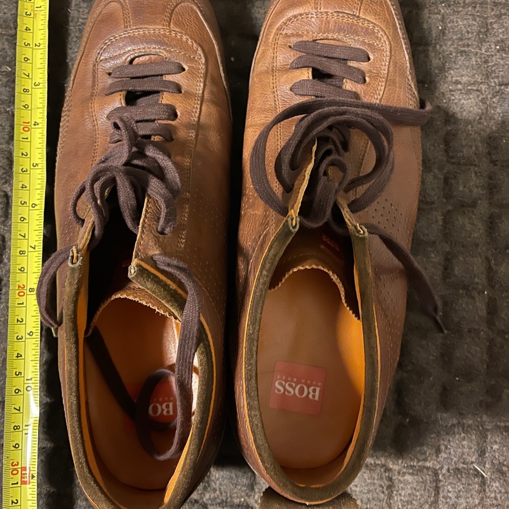 Men's Hugo Boss Saturn Brown Leather Sneakers Trainers Size US 11 EU 44
